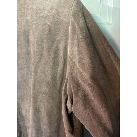 Vintage Womens Double-Breasted Genuine Leather Blazer Jacket Size XL Tan Made In - Picture 10 of 14